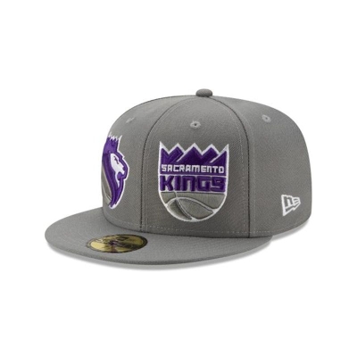Grey Sacramento Kings Hat - New Era NBA Double Hit 59FIFTY Fitted Caps USA9382140
